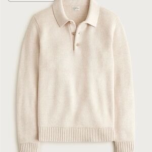 J. CREW Cotton racking-stitch sweater-polo in Heather Oat Size S NWT $138